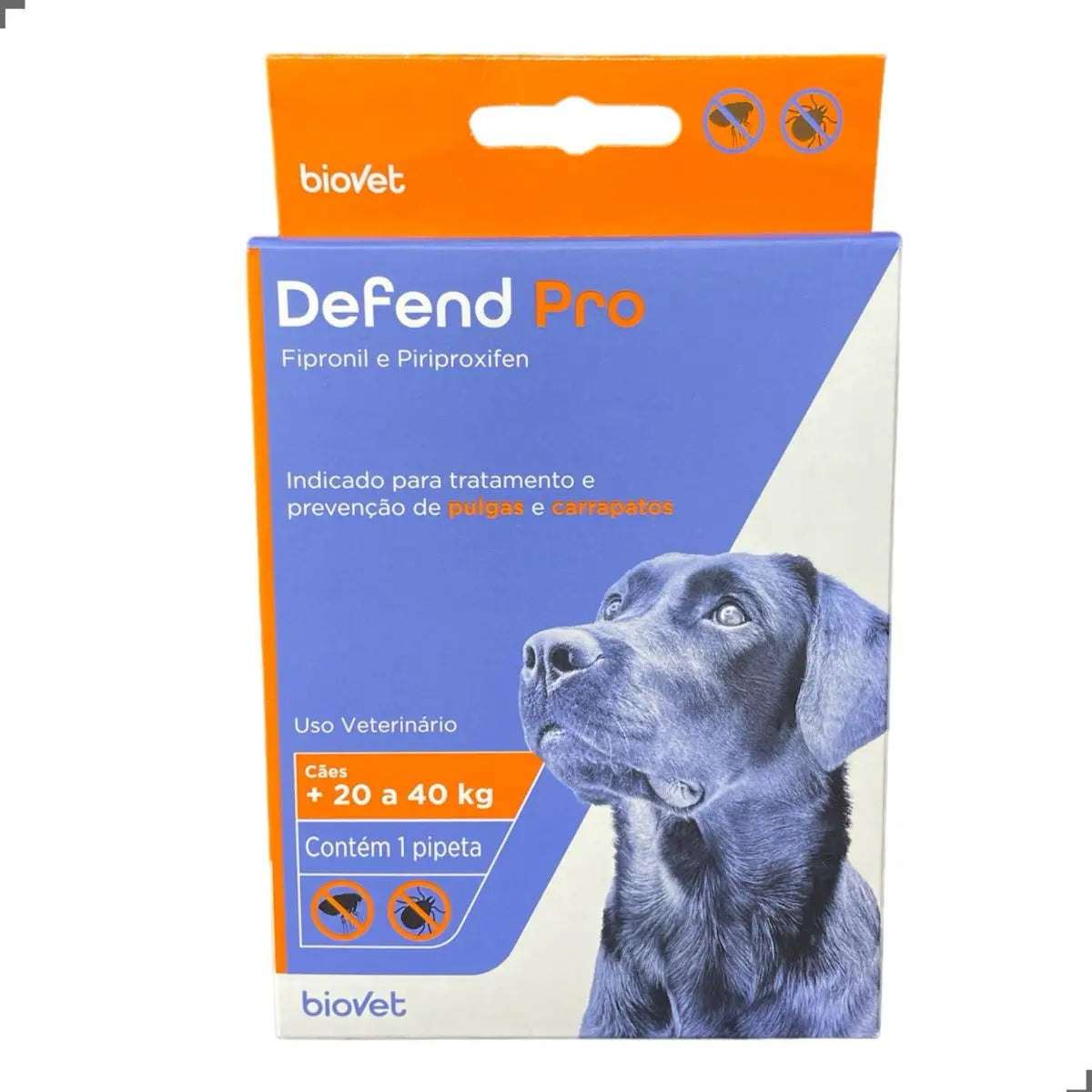Antipulgas e Carrapatos Defend Pro para Cães 20 a 40kg Biovet 1 pipeta